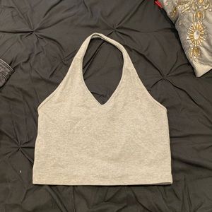 Grey halter crop top